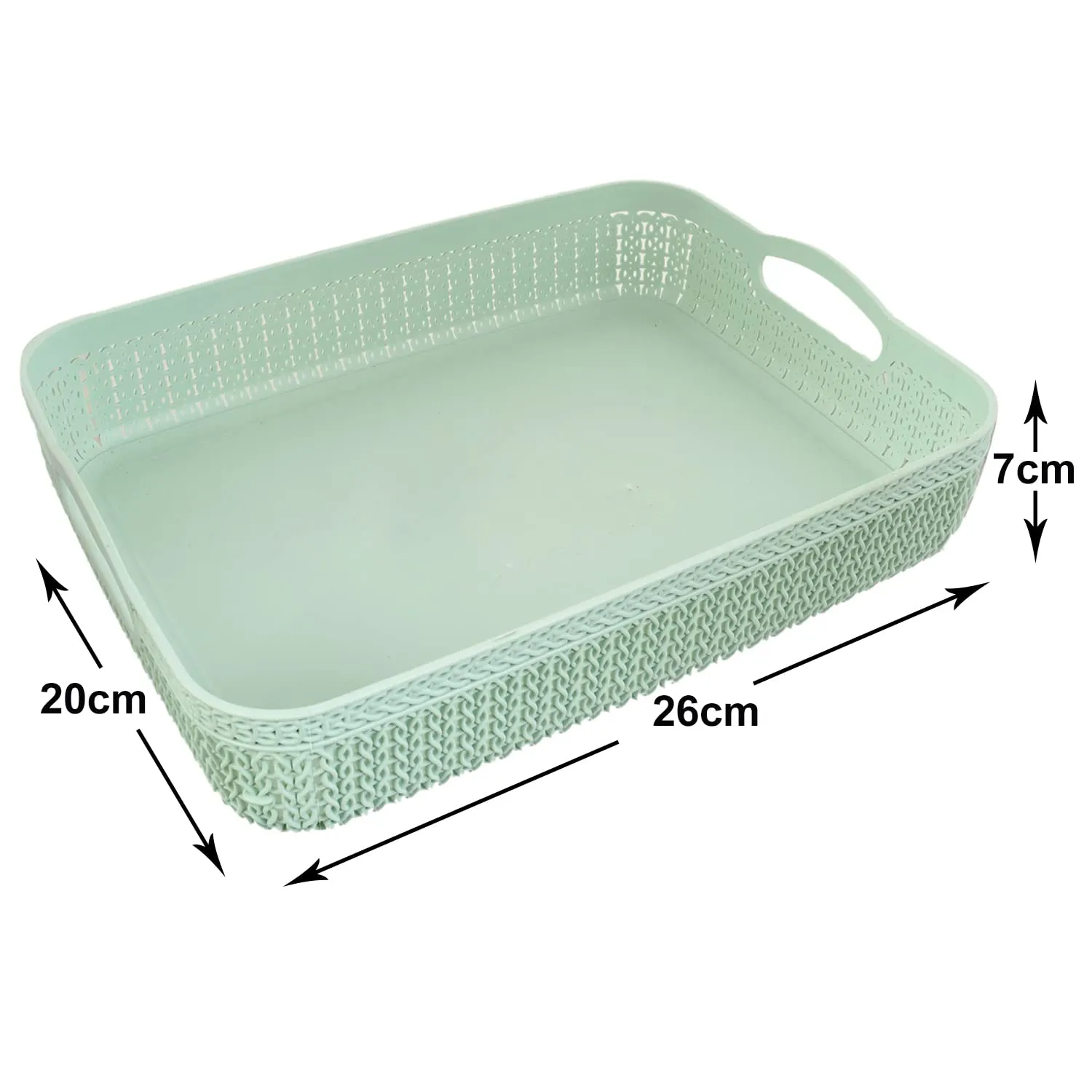 Heart Home Q-3 Designer Plastic Storage Basket For Store Fruits, Vegetables, Magazines, Cosmetics, Stationary Pack of 2 (Green & Pink)-50HH01512