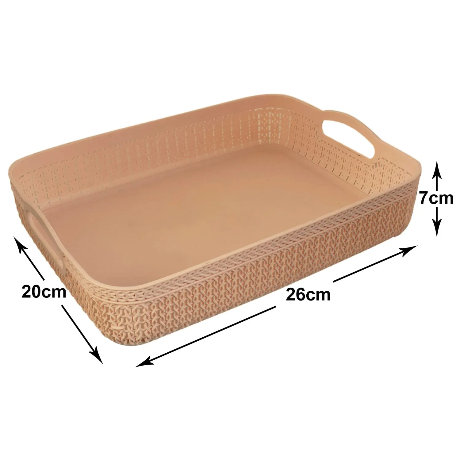 Heart Home Q-3 Designer Plastic Storage Basket For Store Fruits, Vegetables, Magazines, Cosmetics, Stationary Pack of 4 (Coffee & Brown)-50HH01530