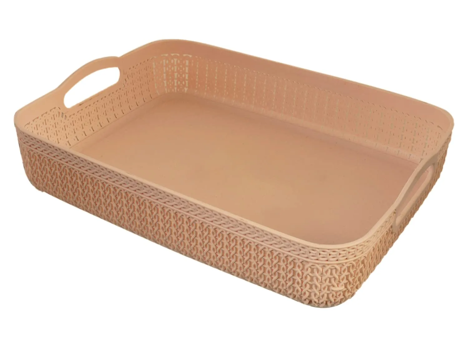 Heart Home Q-3 Designer Plastic Storage Basket For Store Fruits, Vegetables, Magazines, Cosmetics, Stationary Pack of 4 (Coffee & Brown)-50HH01530