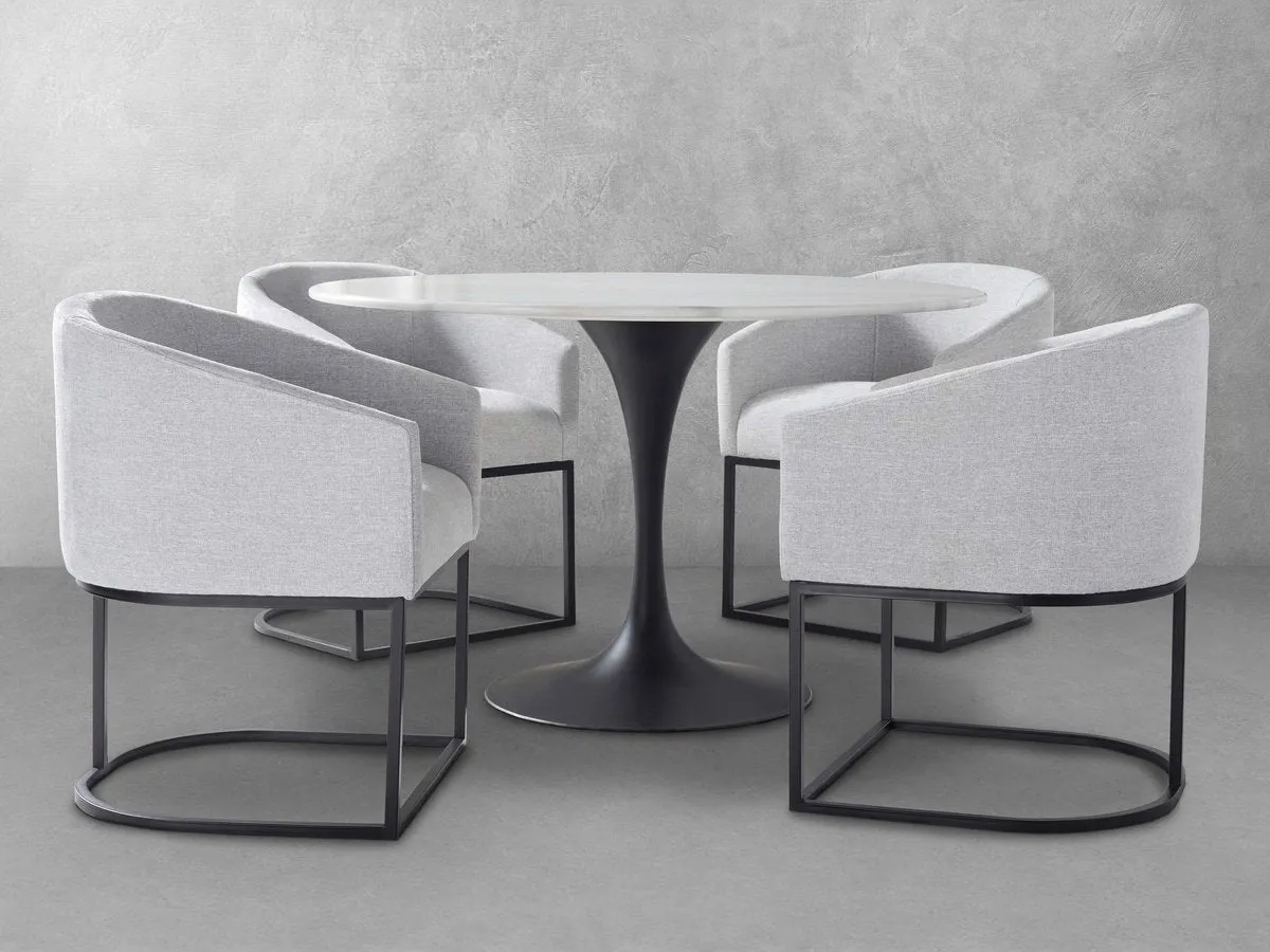 Jace 5-pc 48" Round Genuine Colombian Marble Dining Set