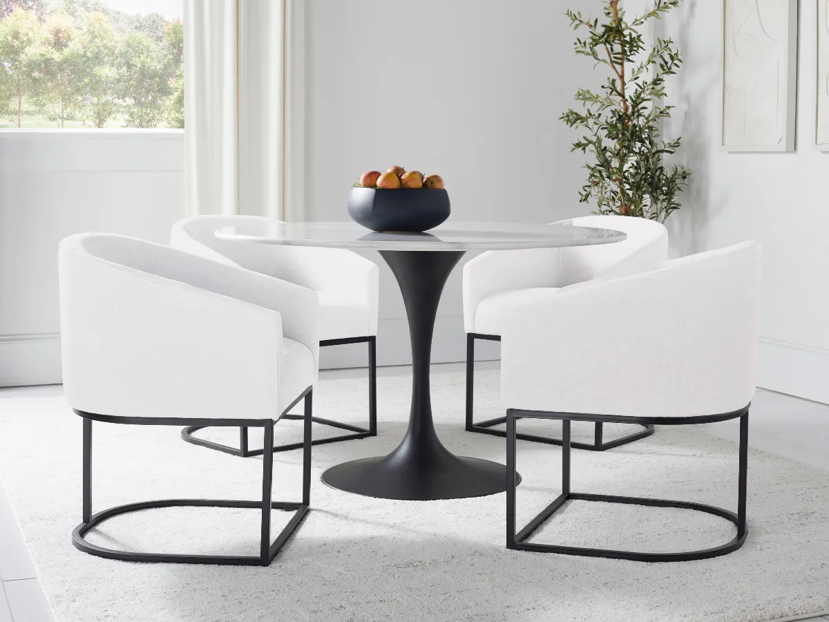 Jace 5-pc 48" Round Genuine Colombian Marble Dining Set