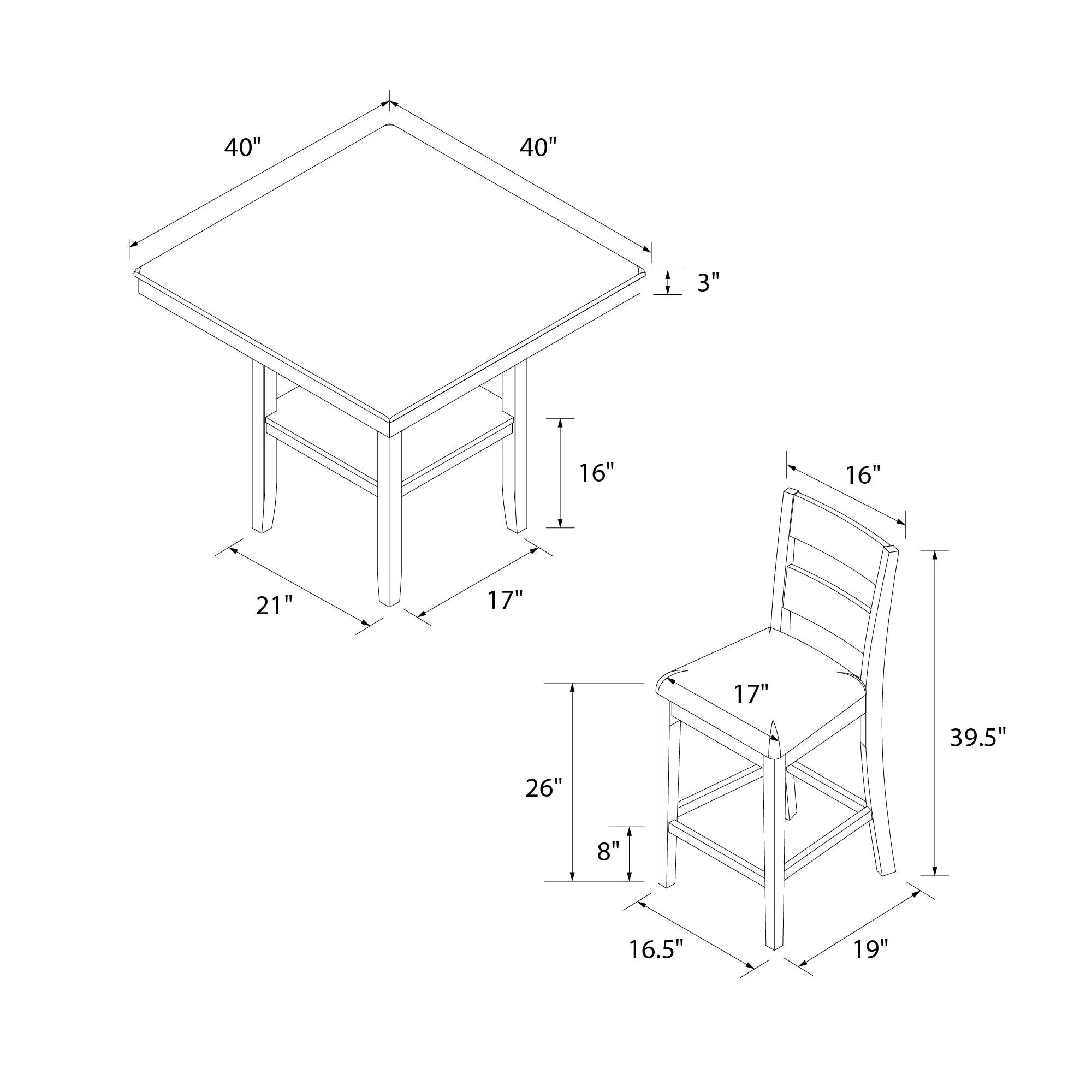 Jerrie 5-Piece Counter Height Dining Set