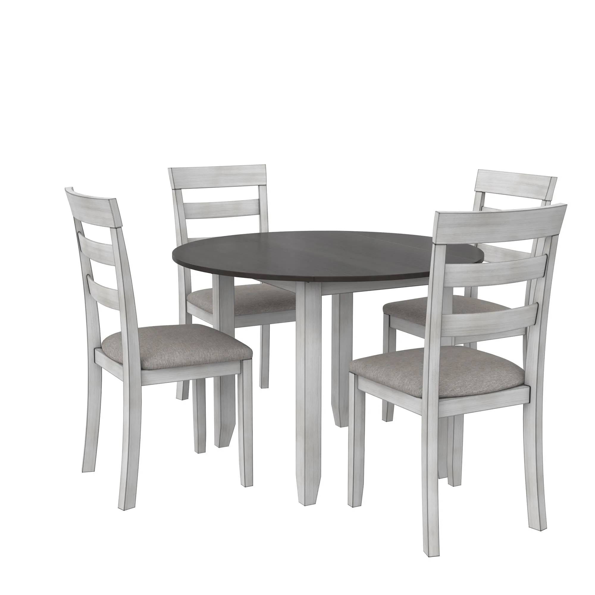 Jersey 3-Piece Drop Leaf Wood Dining Set with Round Table and 2 Chairs