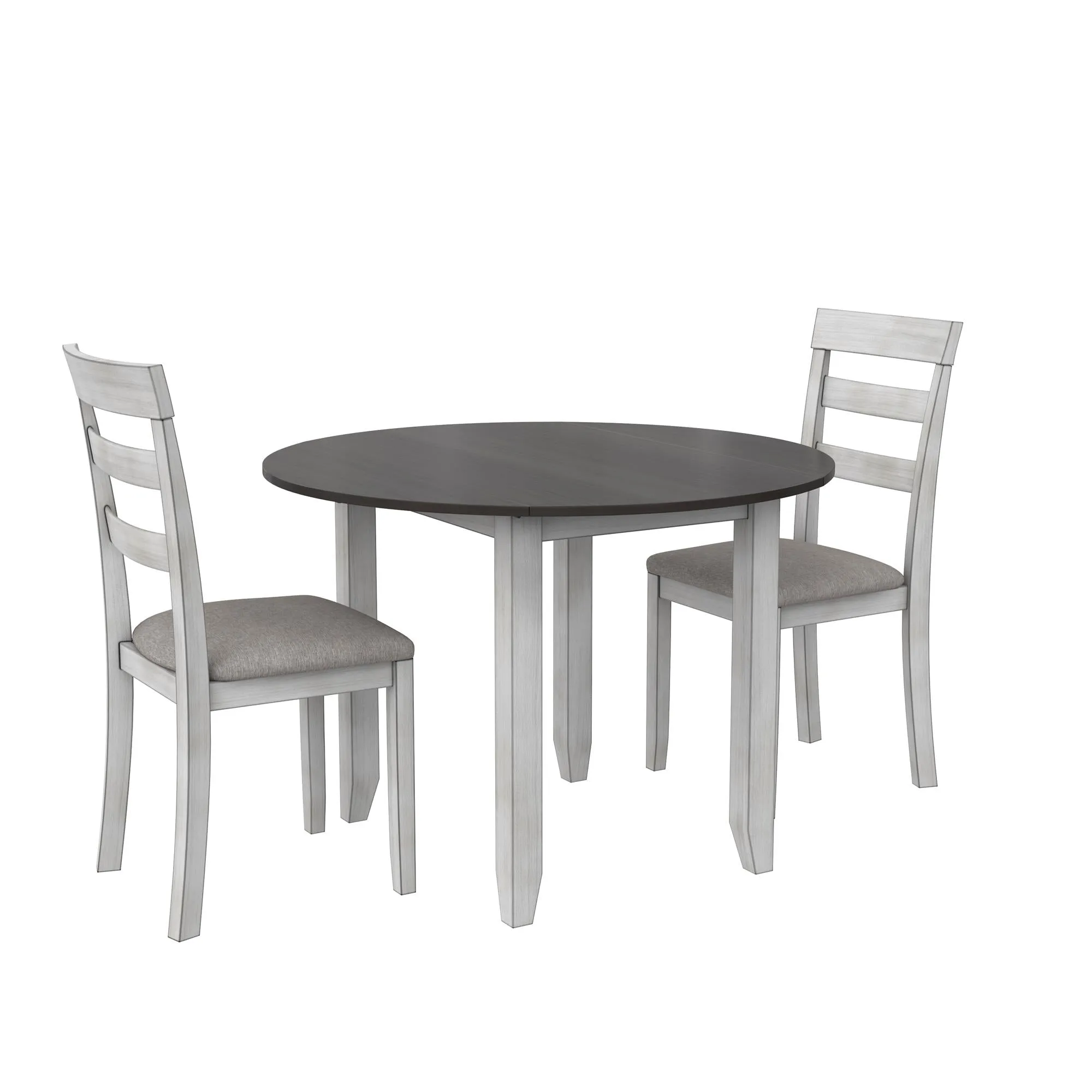 Jersey 3-Piece Drop Leaf Wood Dining Set with Round Table and 2 Chairs