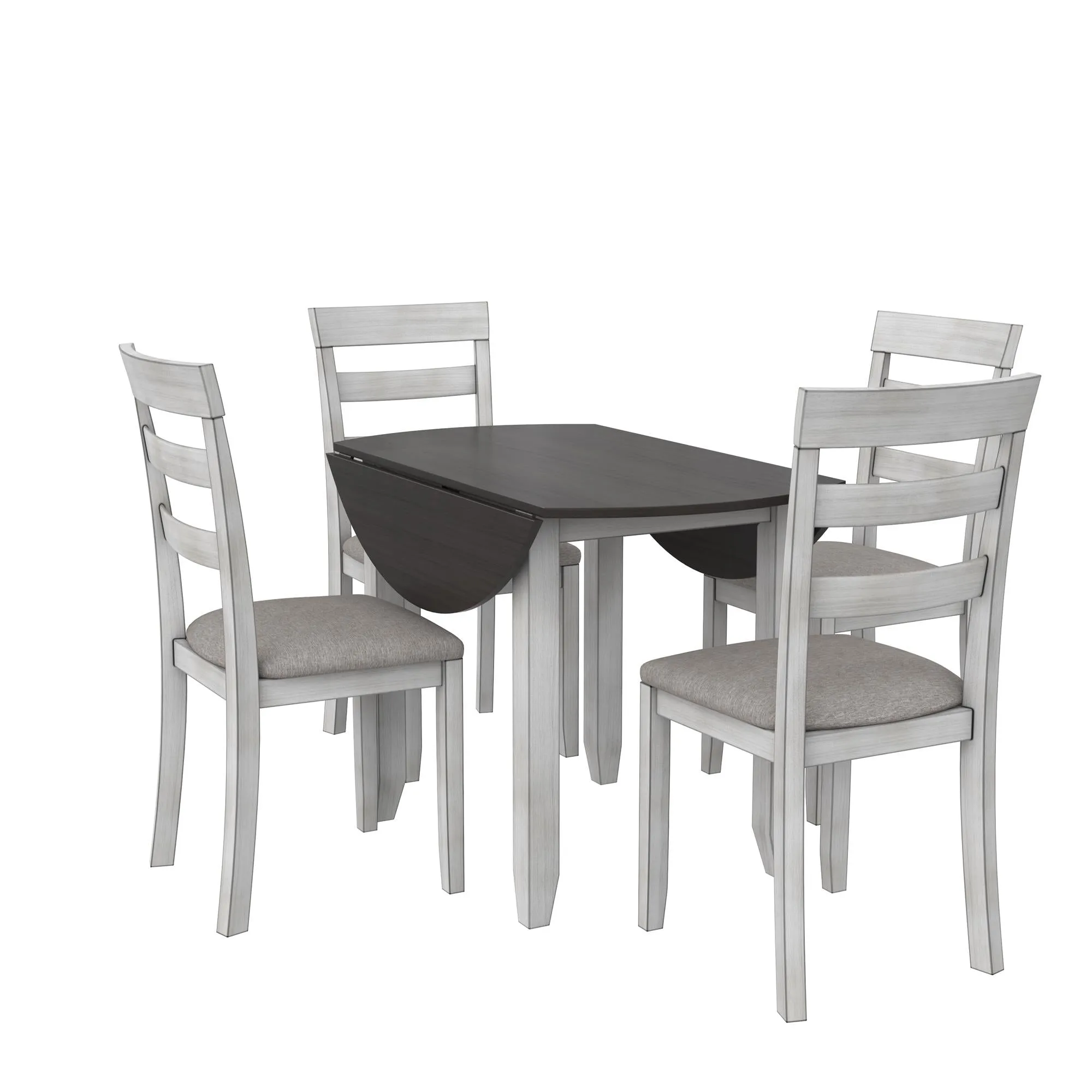 Jersey 3-Piece Drop Leaf Wood Dining Set with Round Table and 2 Chairs