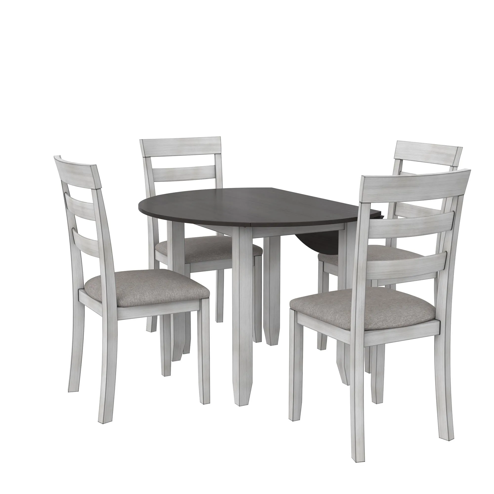 Jersey 3-Piece Drop Leaf Wood Dining Set with Round Table and 2 Chairs