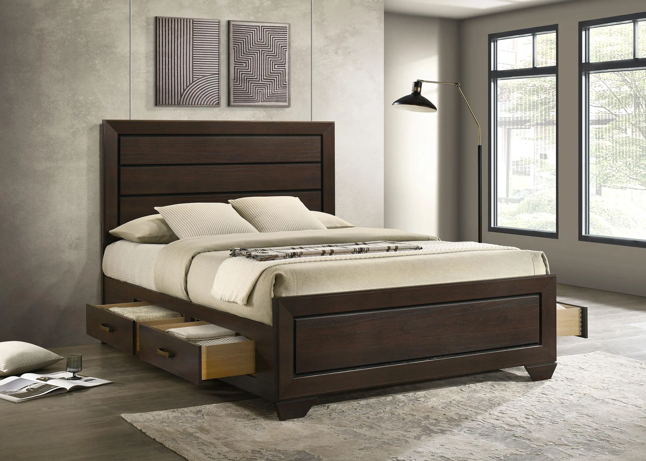 Kauffman Queen Storage Bed Dark Cocoa