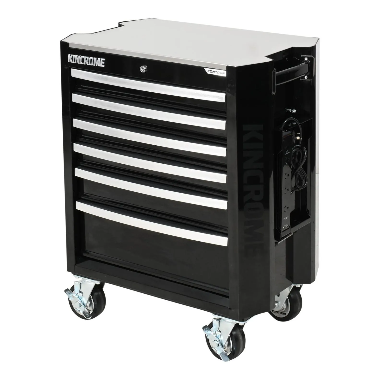 Kincrome Contour Series 6 Drawer 29" Wide (730mm) Tool Trolley Roll Cabinet (Empty) - Black - K72926B (PICKUP ONLY)