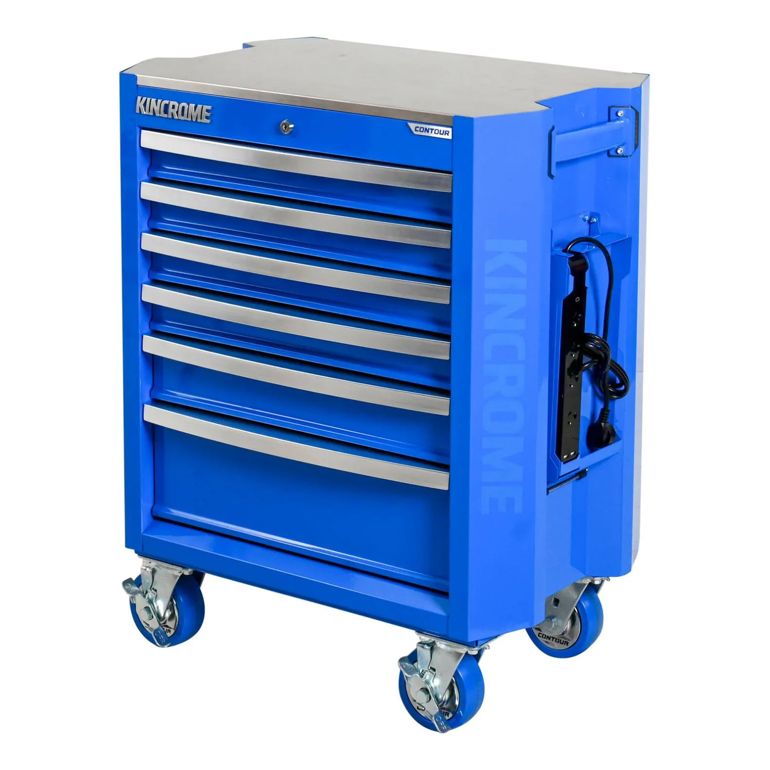 Kincrome Contour Series 6 Drawer 29" Wide (730mm) Tool Trolley Roll Cabinet (Empty) - Blue - K72926 (PICKUP ONLY)