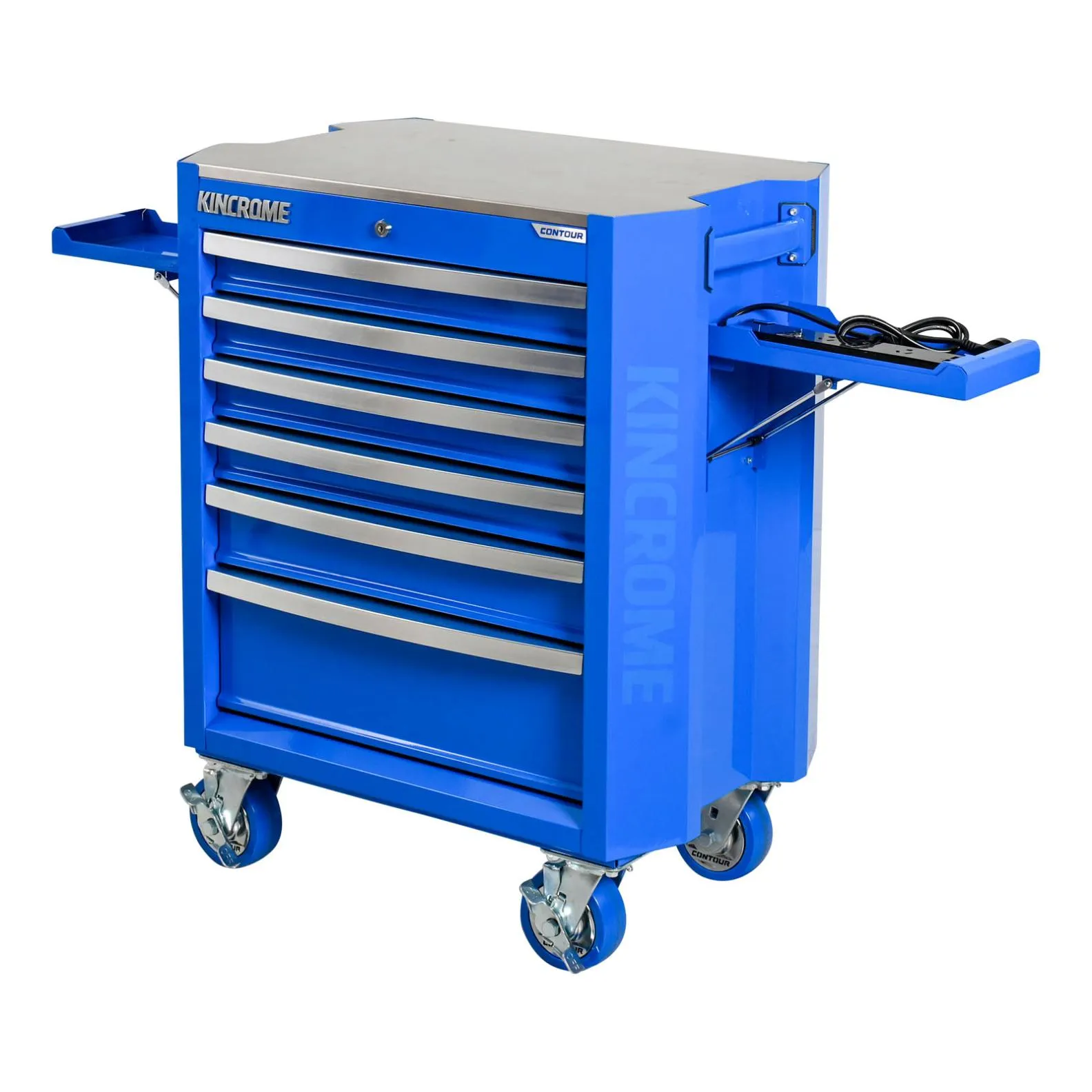 Kincrome Contour Series 6 Drawer 29" Wide (730mm) Tool Trolley Roll Cabinet (Empty) - Blue - K72926 (PICKUP ONLY)