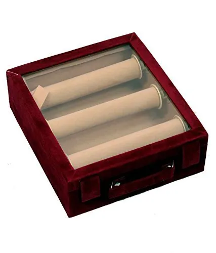 Kuber Industries Wooden 3 Rod Bangle Box, Maroon (VAR39), Standard