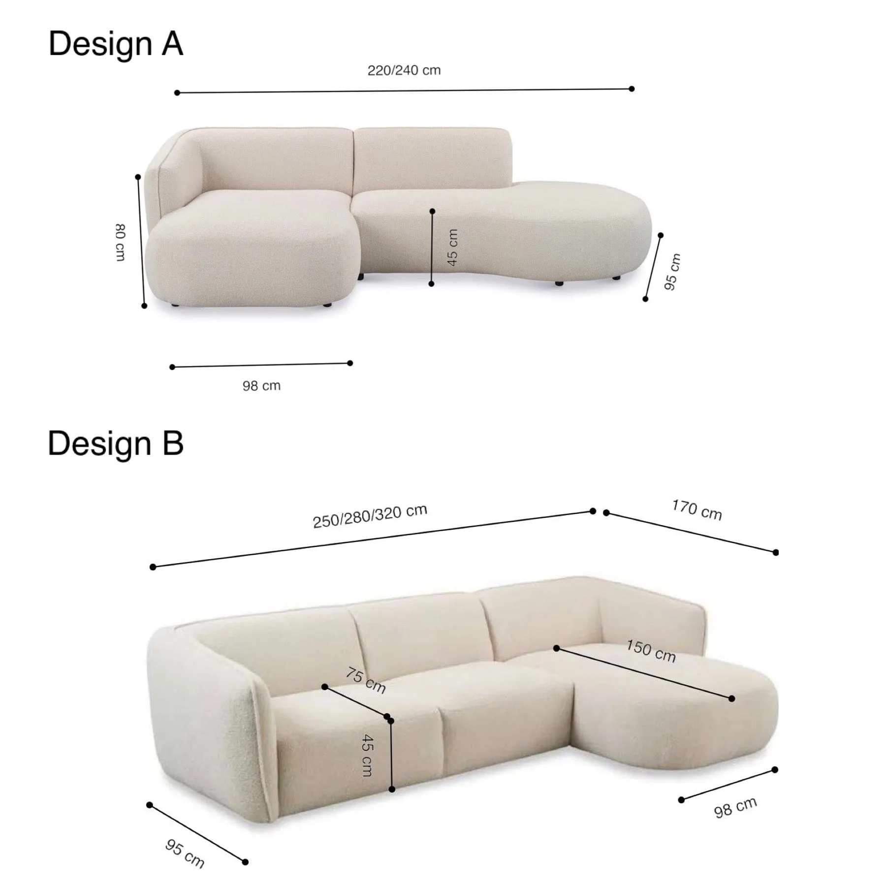 Lourve Sectional Curve Chaise Sofa