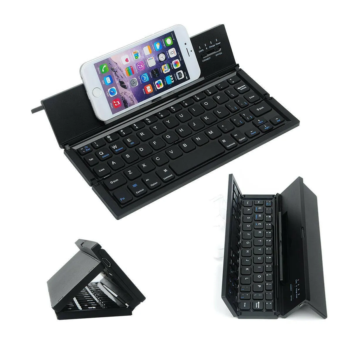 Mini blue tooth foldable pc keyboard portable notebook three fold keyboard for business laptop pad computer