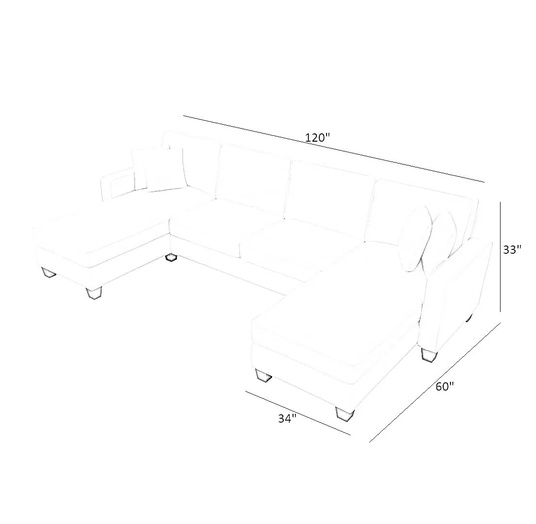 Moscow 6 Seater U Shape Double Chaise Lounge Sofa For Living Room | Bedroom | Office