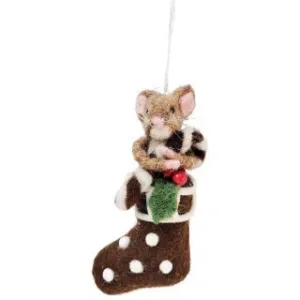 Mouse in Stocking Hanging 13cm