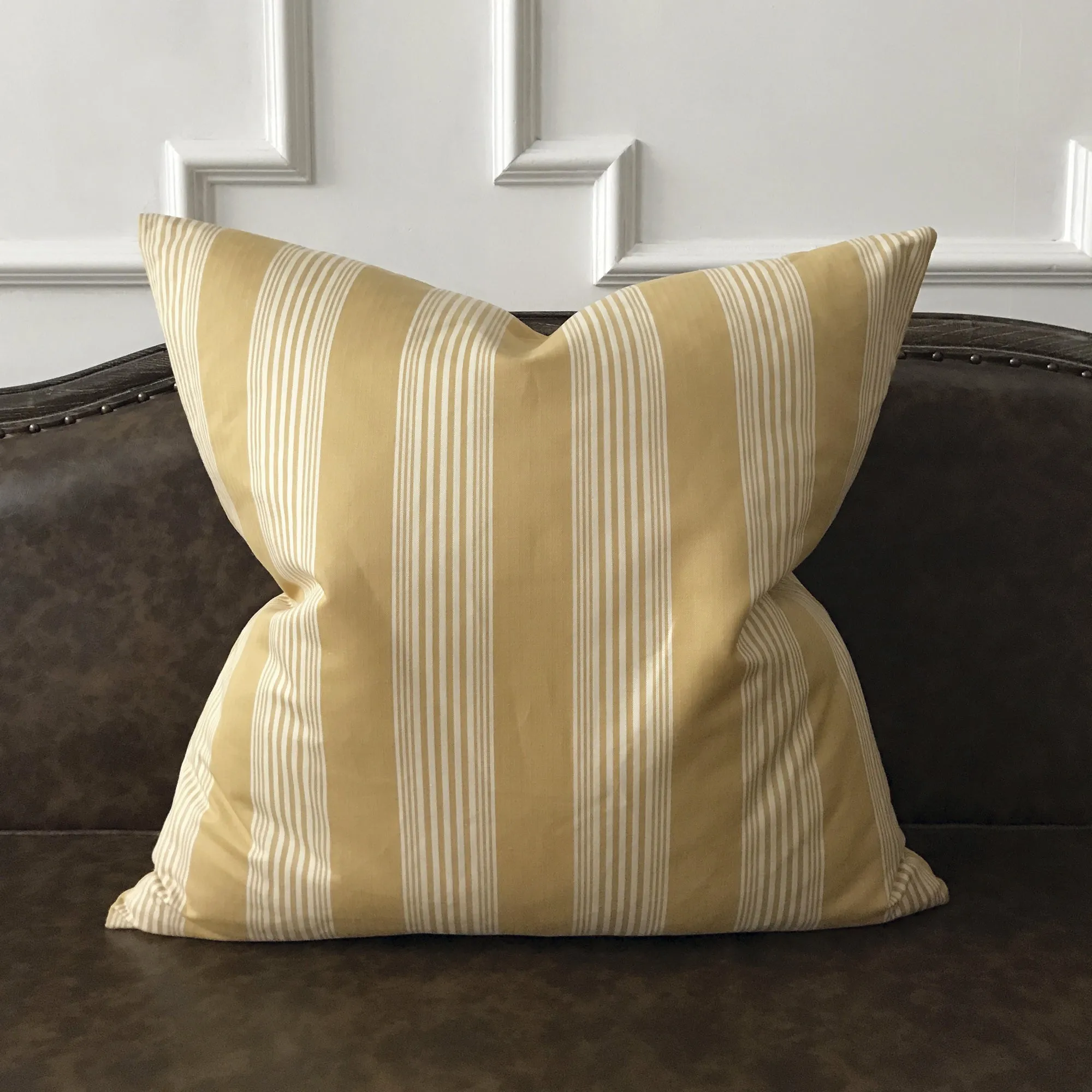 Mustard French Country Oversize Stripe Euro Sham 26x26