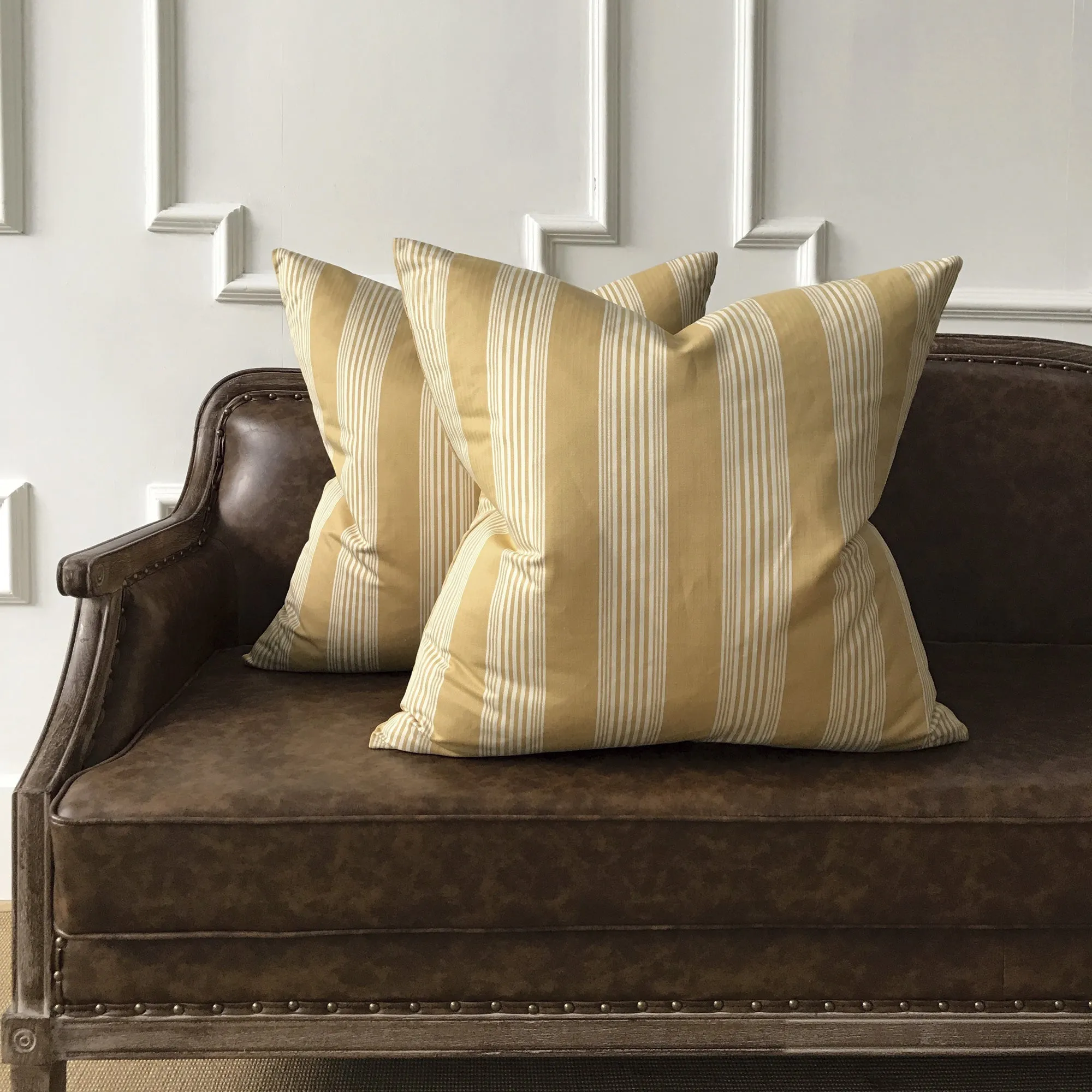 Mustard French Country Oversize Stripe Euro Sham 26x26