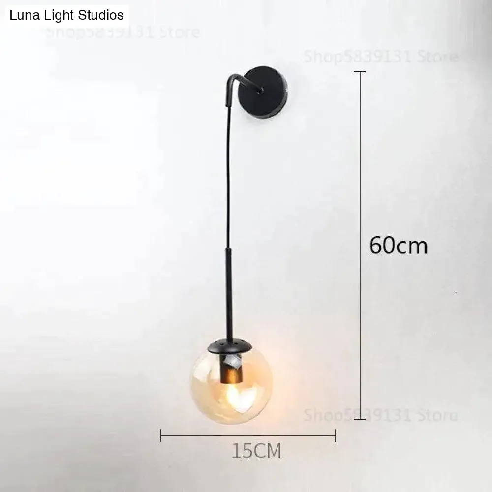 Nordic Retro Modern Glass Ball Wall Lamps for Bedside Living Room Corridor Staircase Lighting