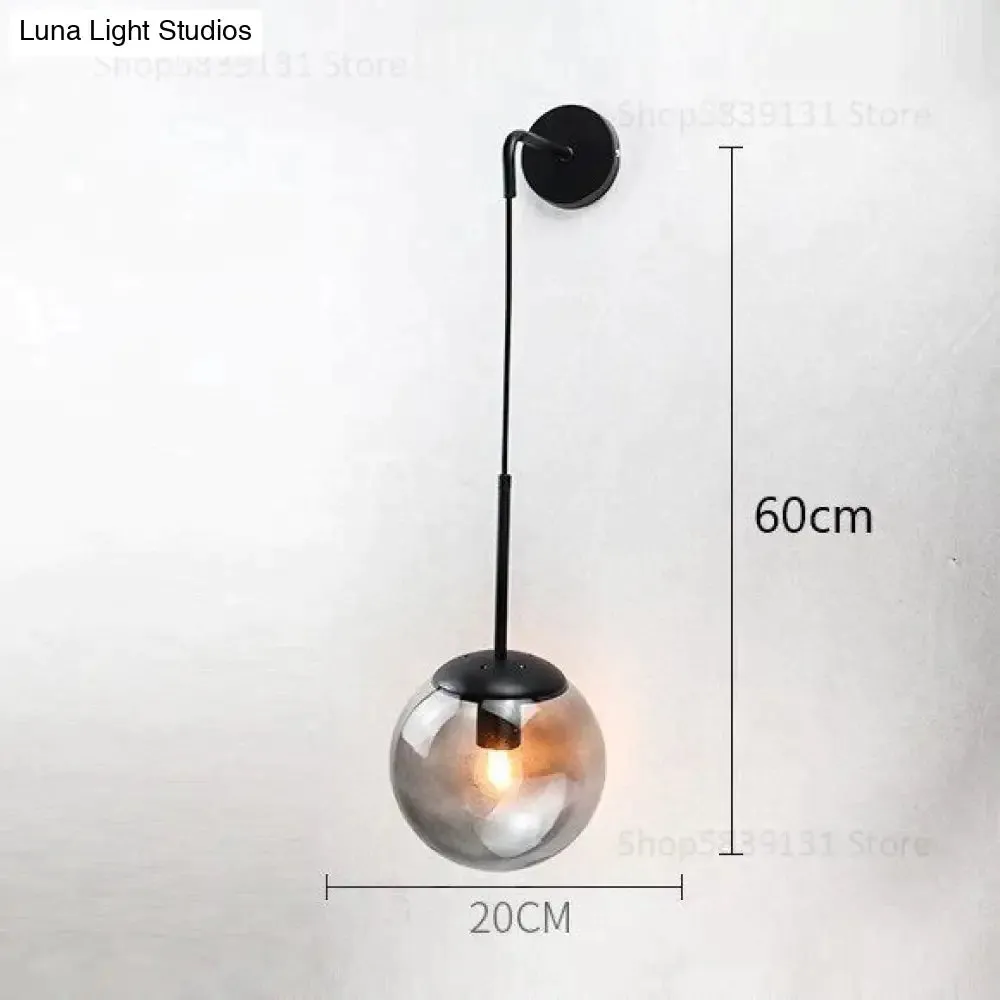 Nordic Retro Modern Glass Ball Wall Lamps for Bedside Living Room Corridor Staircase Lighting