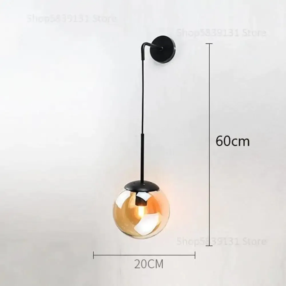 Nordic Retro Modern Glass Ball Wall Lamps for Bedside Living Room Corridor Staircase Lighting