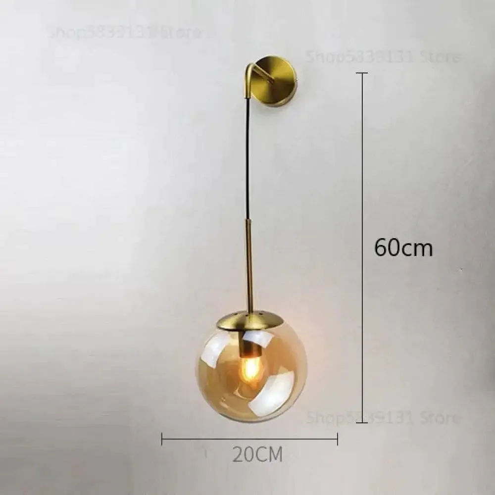 Nordic Retro Modern Glass Ball Wall Lamps for Bedside Living Room Corridor Staircase Lighting