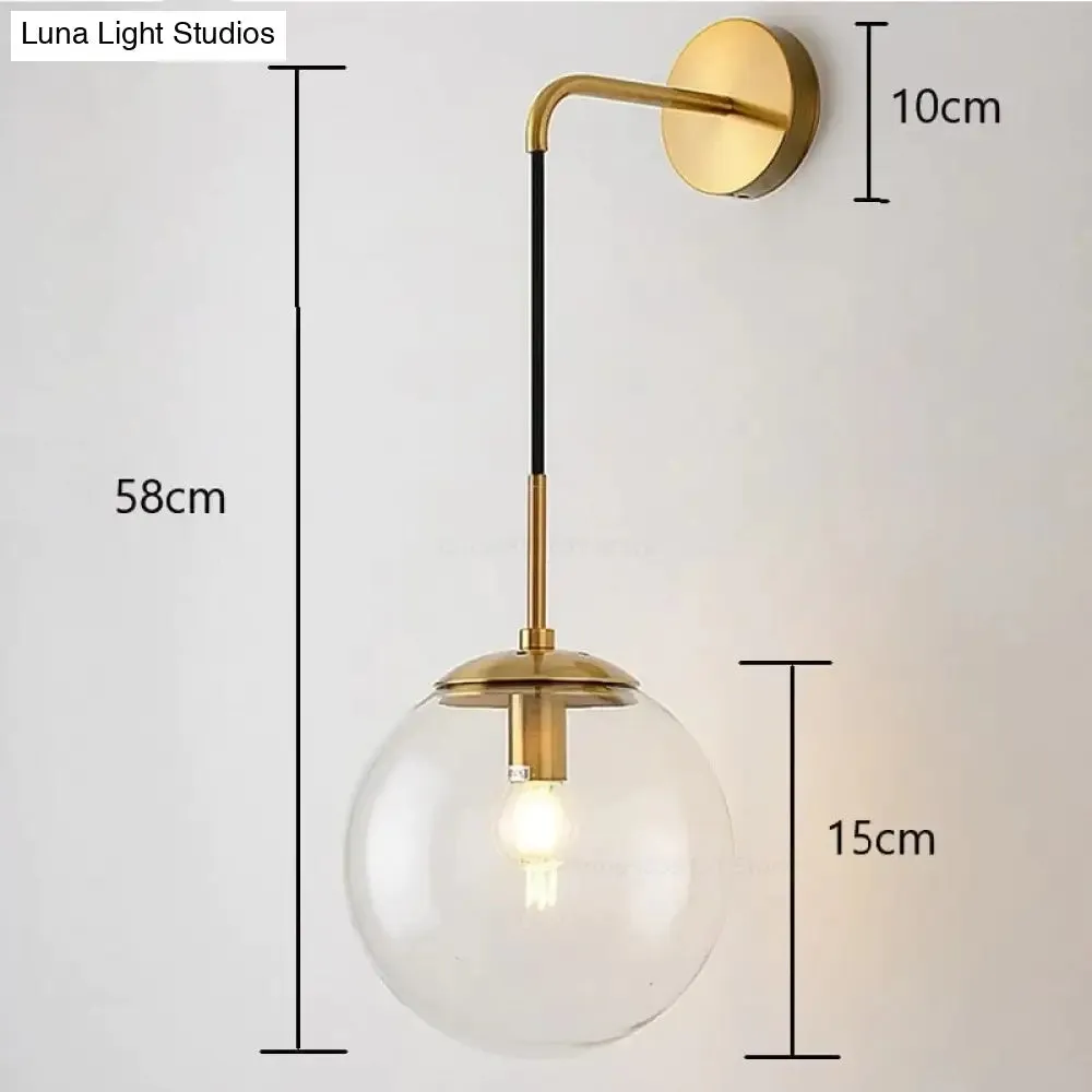 Nordic Retro Modern Glass Ball Wall Lamps for Bedside Living Room Corridor Staircase Lighting