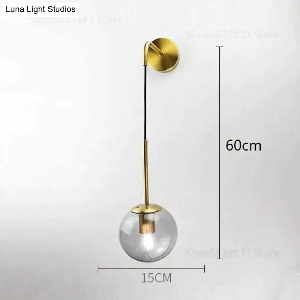 Nordic Retro Modern Glass Ball Wall Lamps for Bedside Living Room Corridor Staircase Lighting