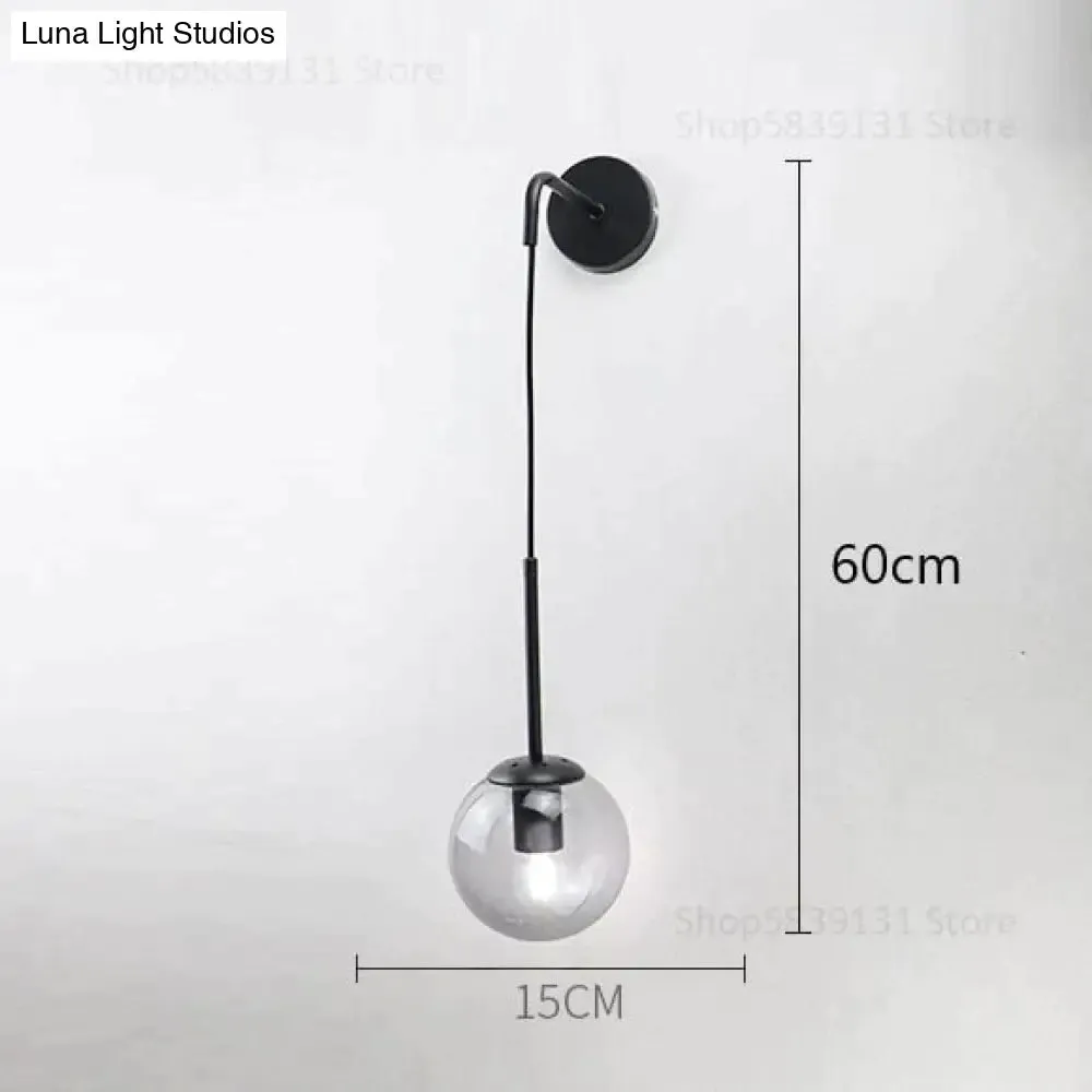 Nordic Retro Modern Glass Ball Wall Lamps for Bedside Living Room Corridor Staircase Lighting