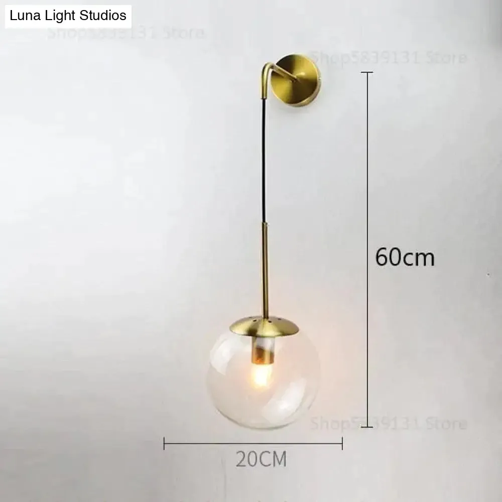 Nordic Retro Modern Glass Ball Wall Lamps for Bedside Living Room Corridor Staircase Lighting