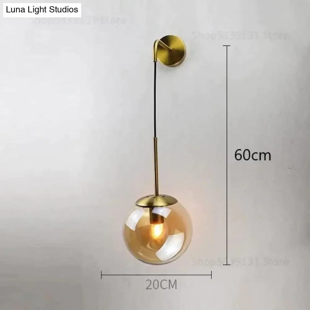 Nordic Retro Modern Glass Ball Wall Lamps for Bedside Living Room Corridor Staircase Lighting