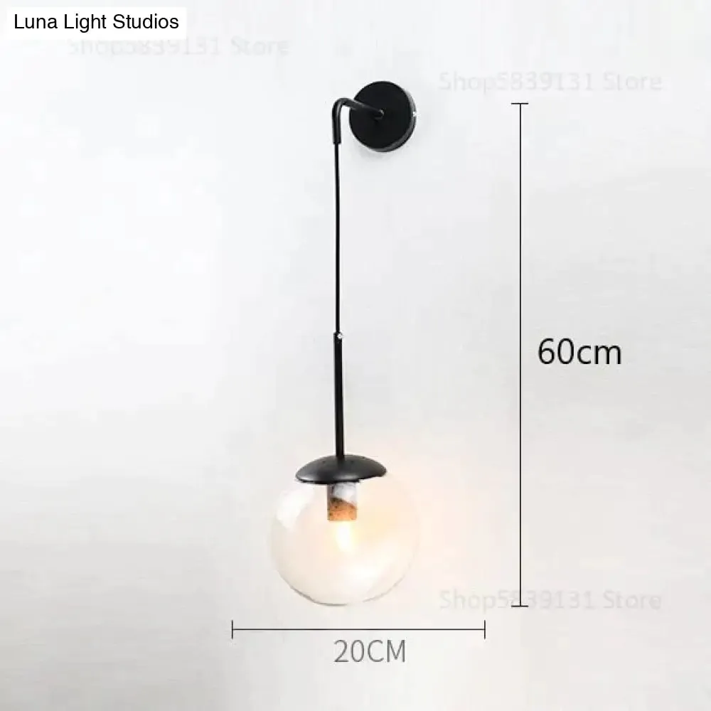 Nordic Retro Modern Glass Ball Wall Lamps for Bedside Living Room Corridor Staircase Lighting