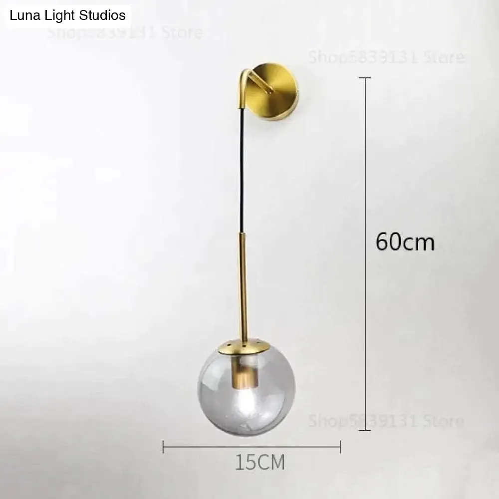 Nordic Retro Modern Glass Ball Wall Lamps for Bedside Living Room Corridor Staircase Lighting