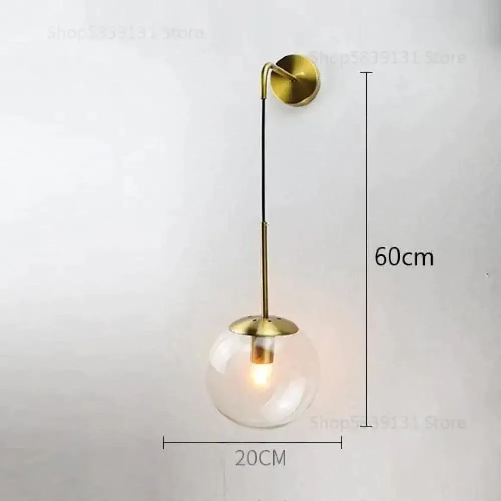 Nordic Retro Modern Glass Ball Wall Lamps for Bedside Living Room Corridor Staircase Lighting