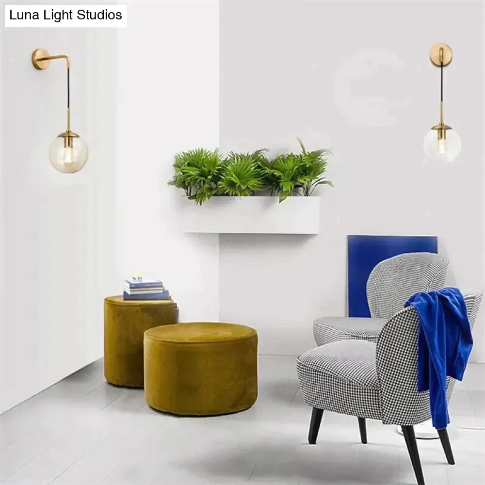 Nordic Retro Modern Glass Ball Wall Lamps for Bedside Living Room Corridor Staircase Lighting