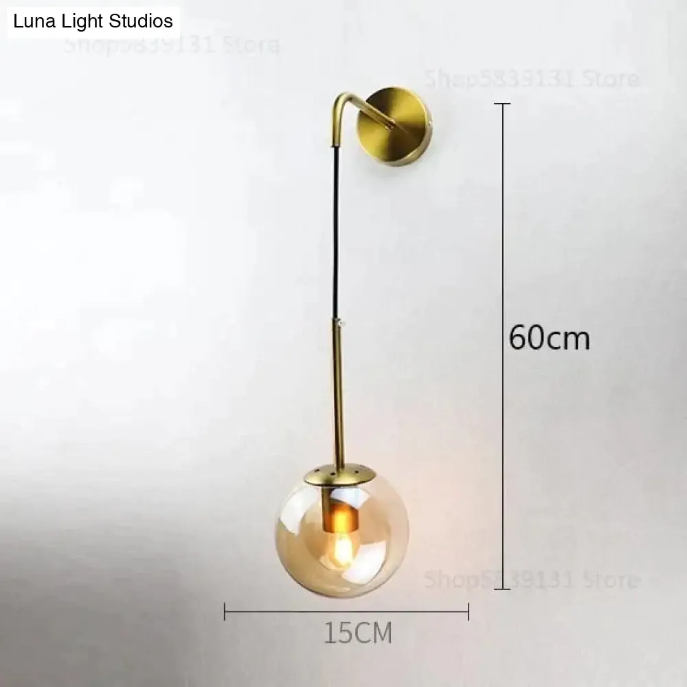 Nordic Retro Modern Glass Ball Wall Lamps for Bedside Living Room Corridor Staircase Lighting