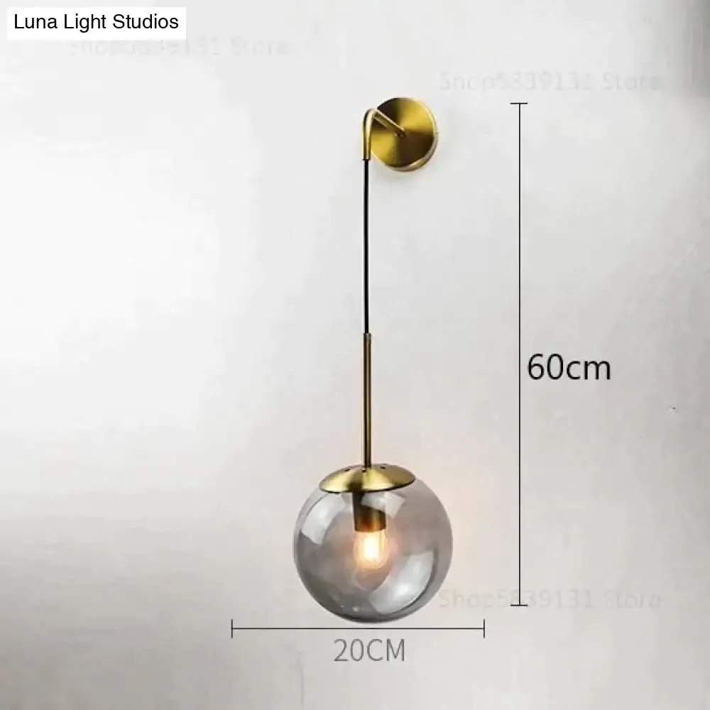 Nordic Retro Modern Glass Ball Wall Lamps for Bedside Living Room Corridor Staircase Lighting