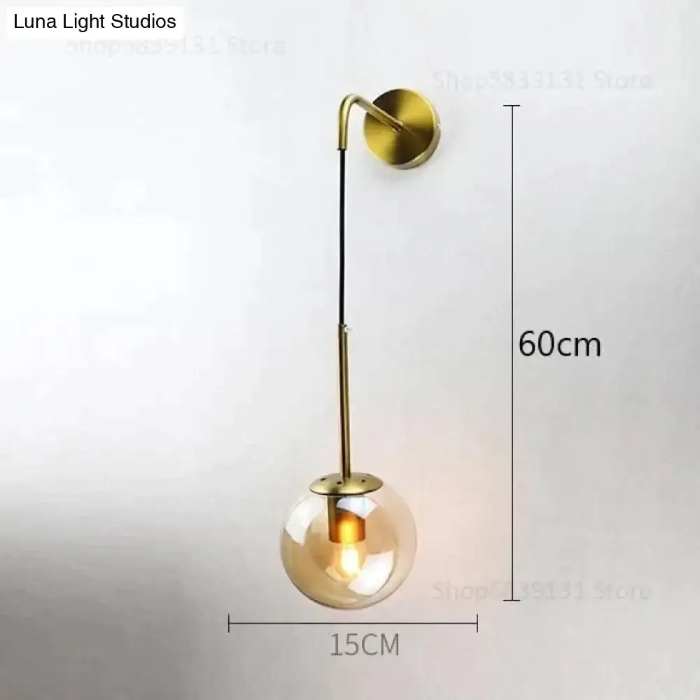 Nordic Retro Modern Glass Ball Wall Lamps for Bedside Living Room Corridor Staircase Lighting