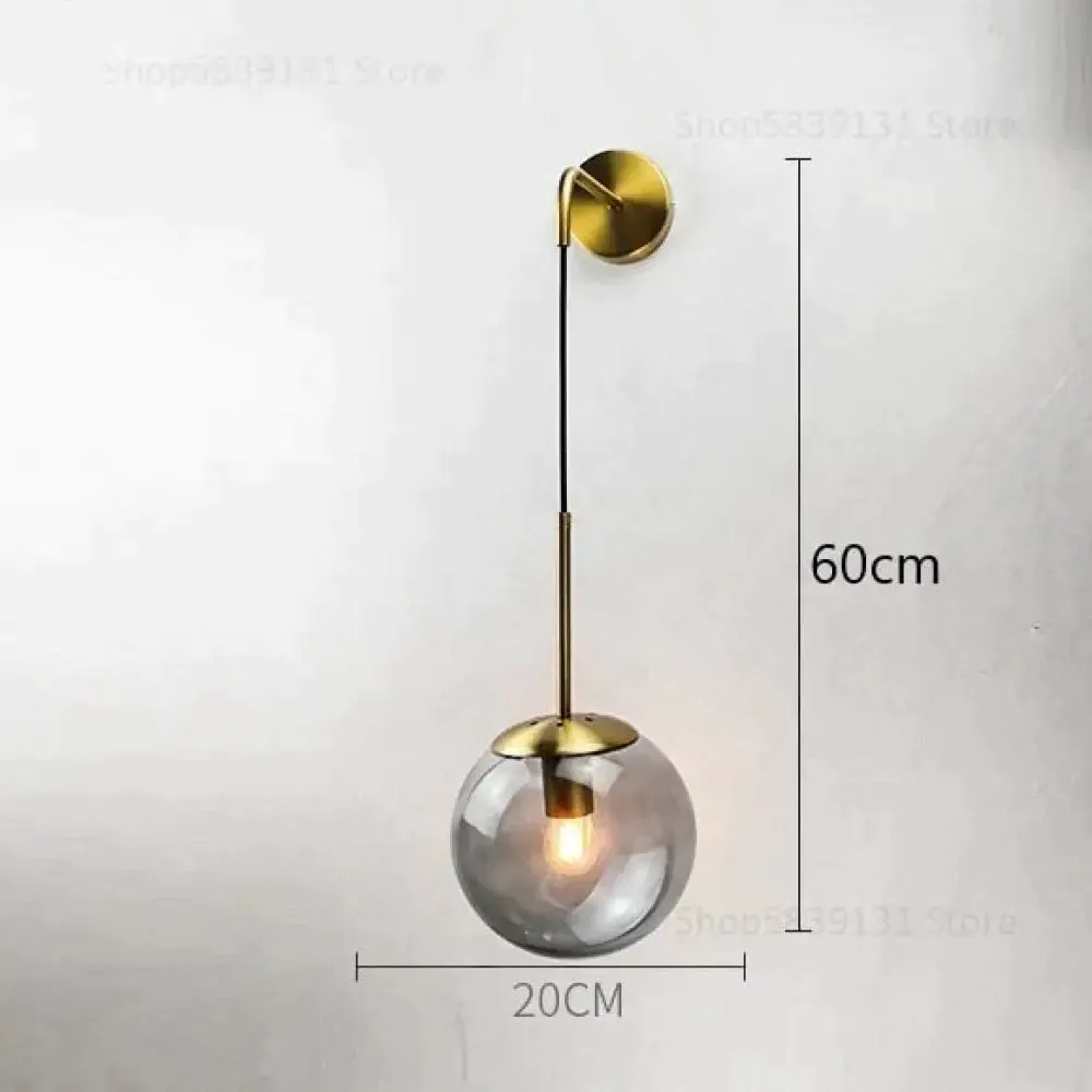 Nordic Retro Modern Glass Ball Wall Lamps for Bedside Living Room Corridor Staircase Lighting