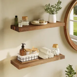 ODEJIA Wood Floating Shelves Set of 2  for Living Room Bedroom Kitchen Bathroom Farmhouse