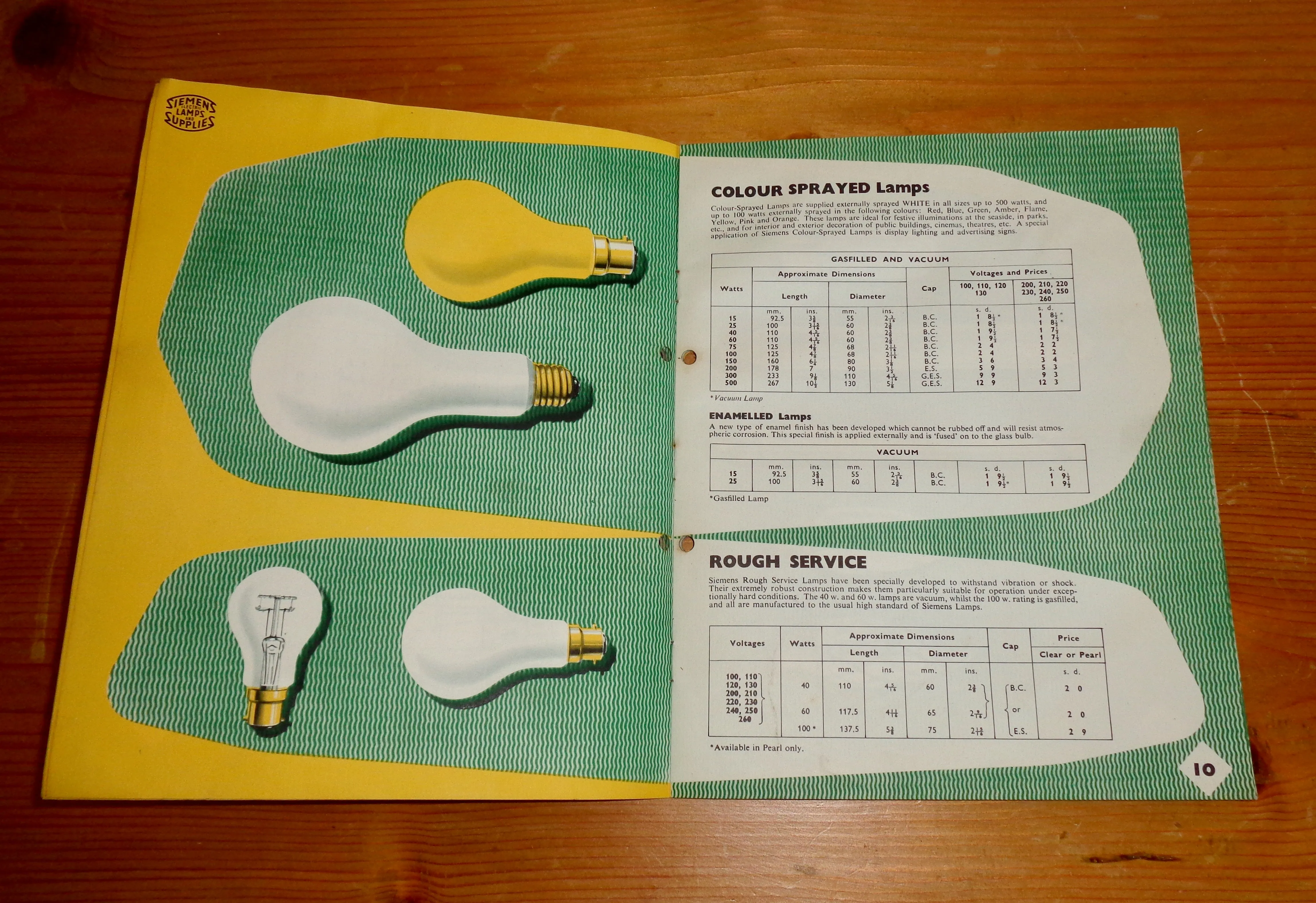 Original Siemens Catalogue Of General Service Lamps & Fluorescent Tubes