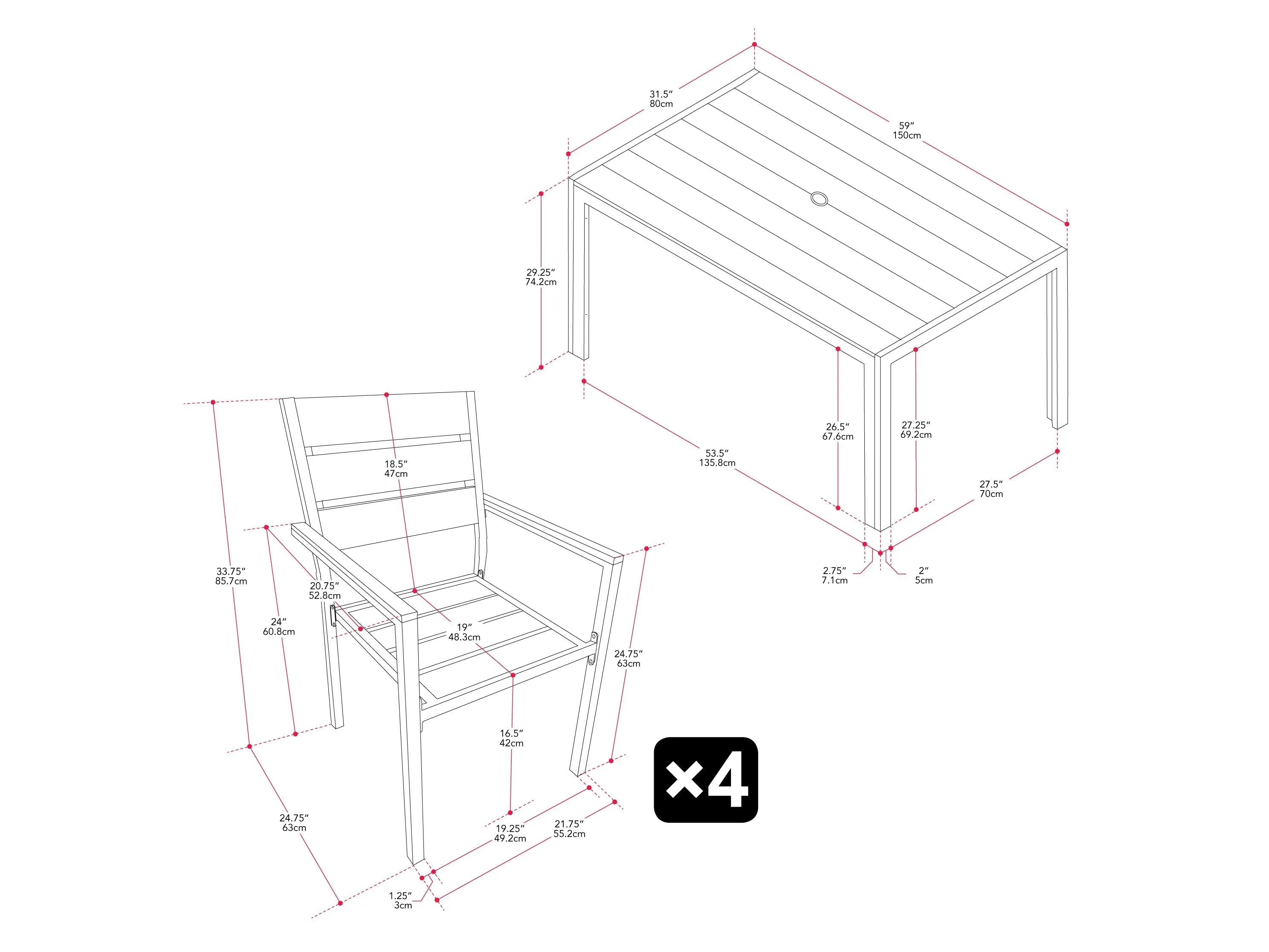 Outdoor Dining Set, 5pc