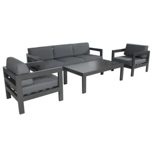 Outie 4pc Set 1 1 3 Seater Outdoor Sofa Lounge Coffee Table Aluminium Charcoal