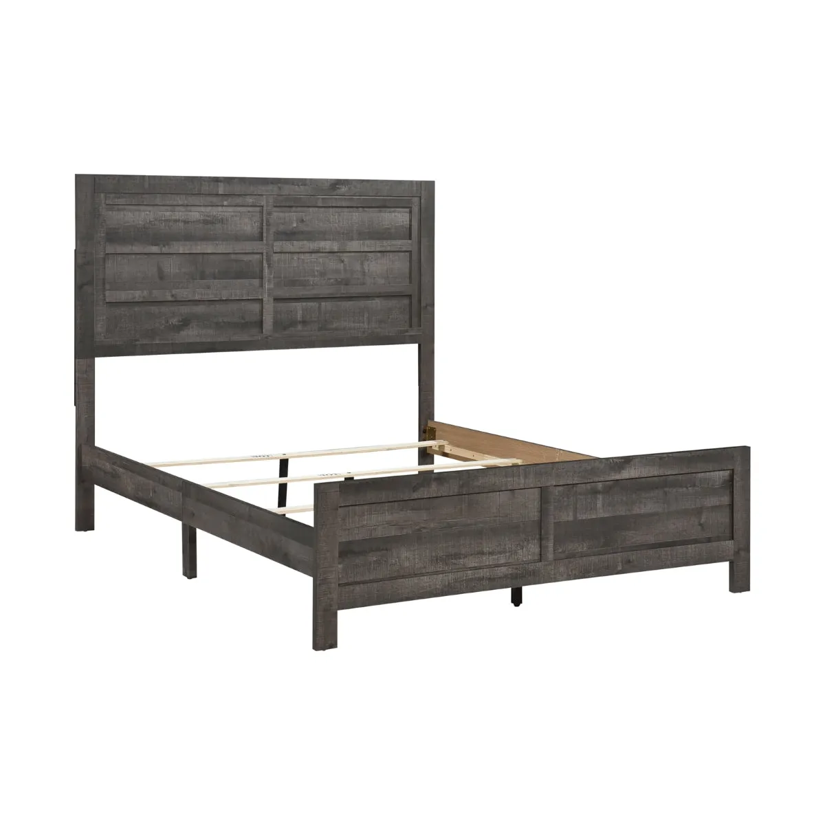 Rustic Charm King Bed with Weathered Grey Finish