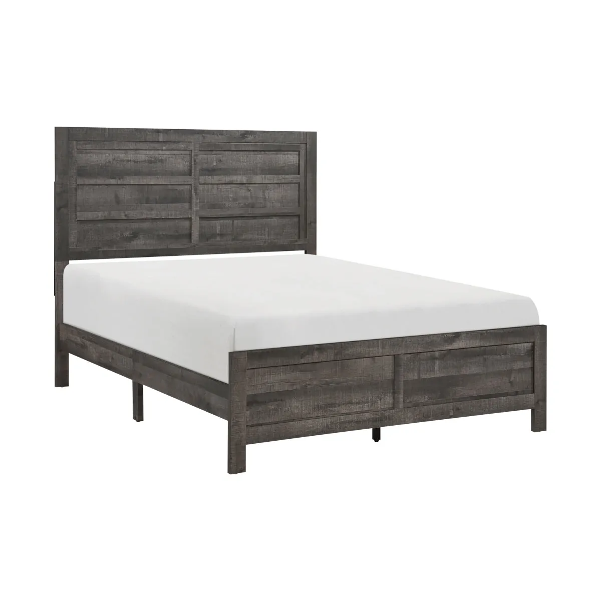 Rustic Charm King Bed with Weathered Grey Finish