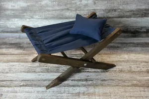 Rustic Deck Chair AND Matching Pillow - Navy Canvas - Interchangeable