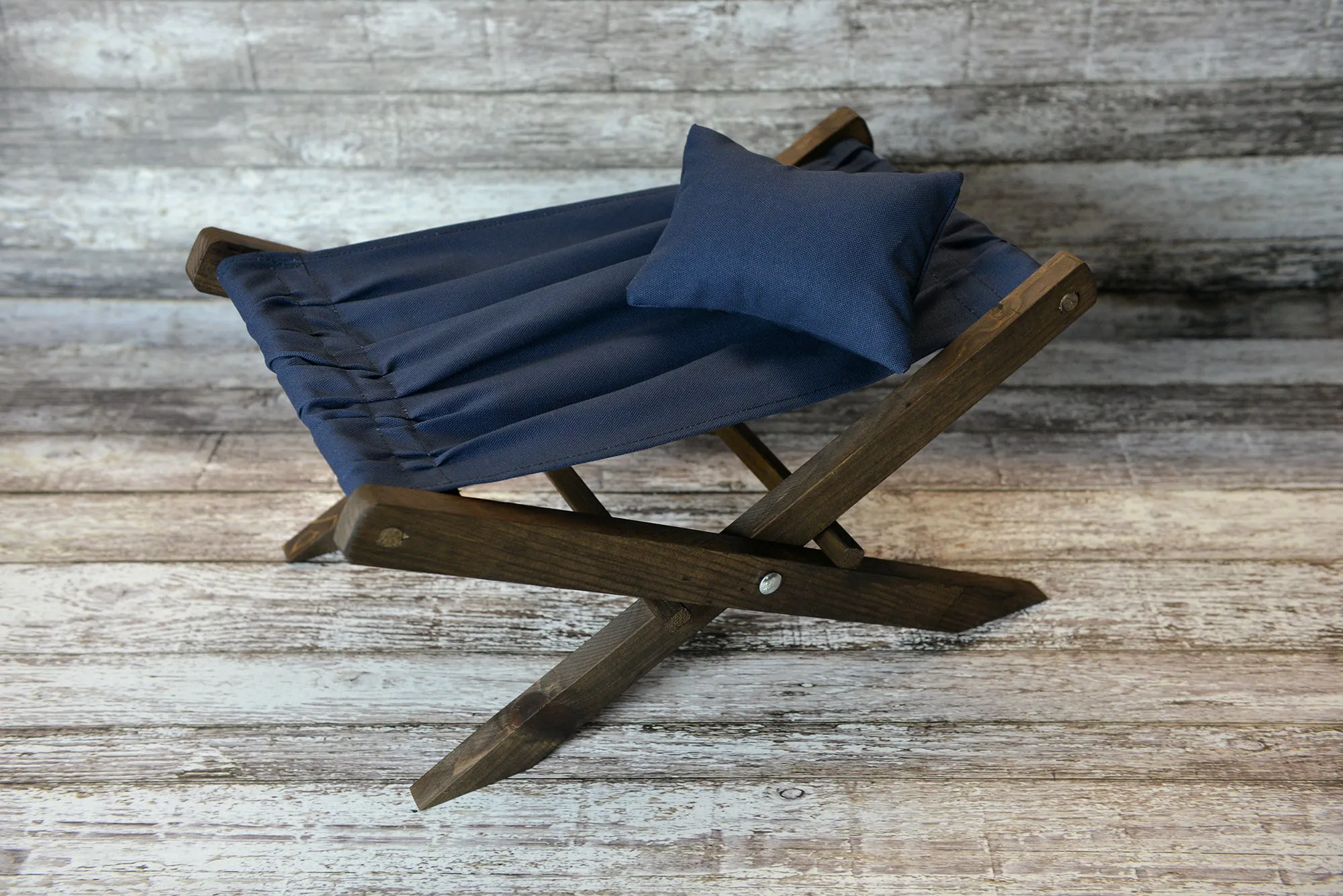 Rustic Deck Chair AND Matching Pillow - Navy Canvas - Interchangeable