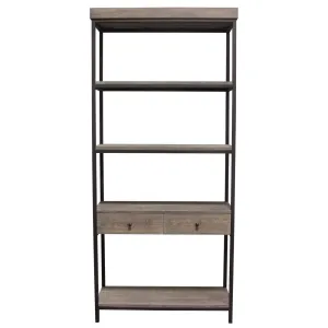 Sequoia 87" 2-Drawered Shelf Unit in Grey Oak Finish with Iron Frame by Diamond Sofa