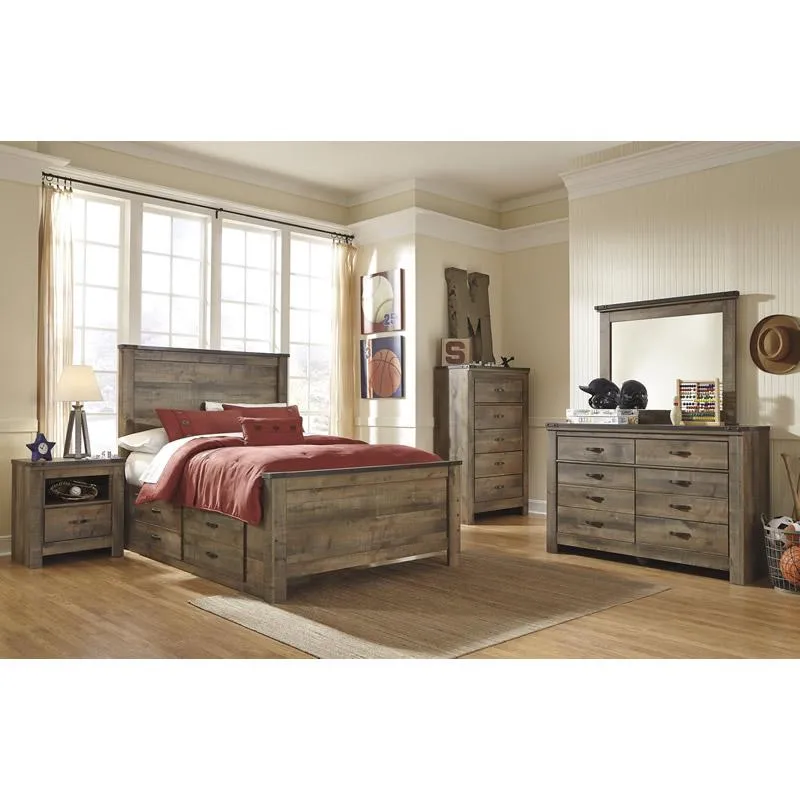 Signature Design by Ashley Trinell B446B10 Full Panel Bed with 2 Storage Drawers