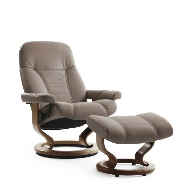 Stressless Consul Large Chair & Stool with Classic Base