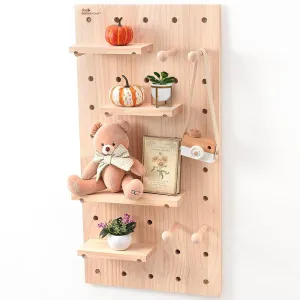 The Better Home Pinewood Pegboard Key Holder Wooden Wall Shelves for Home Organizer | Shelf for Boys, Girls, Kids, Living Room, Office, or Bedroom Wall Decor (32 * 16 Inch)